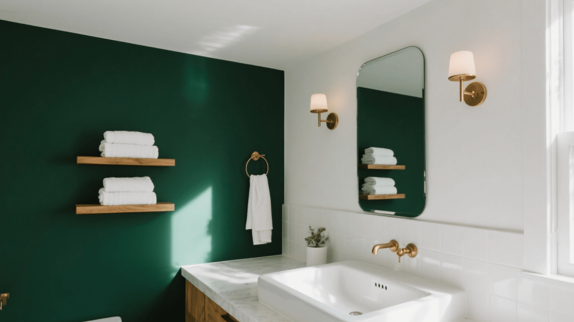 accent wall behind vanity