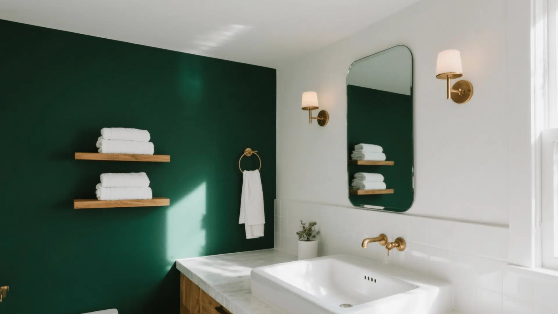 accent wall behind vanity