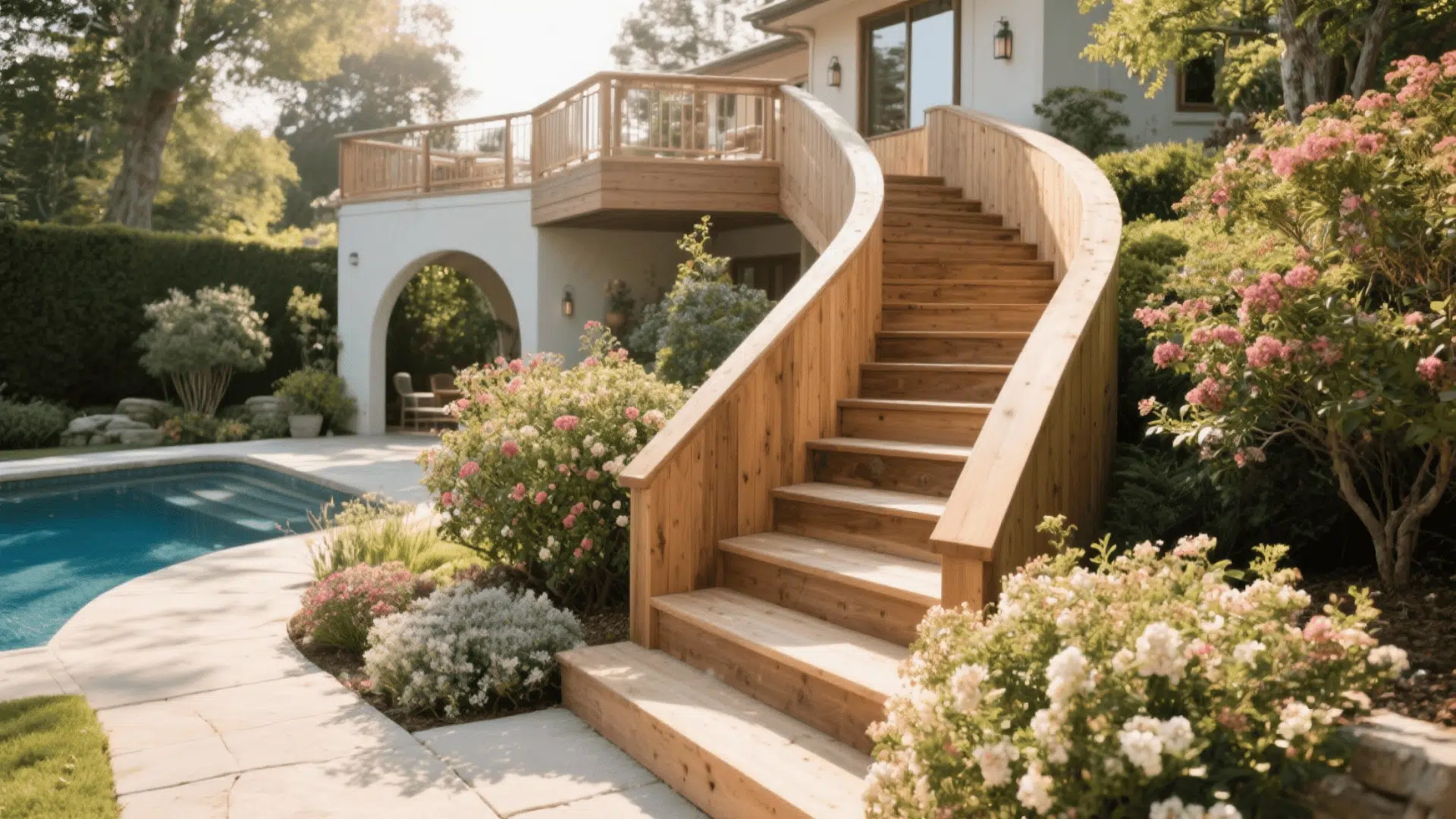 arched garden stairway