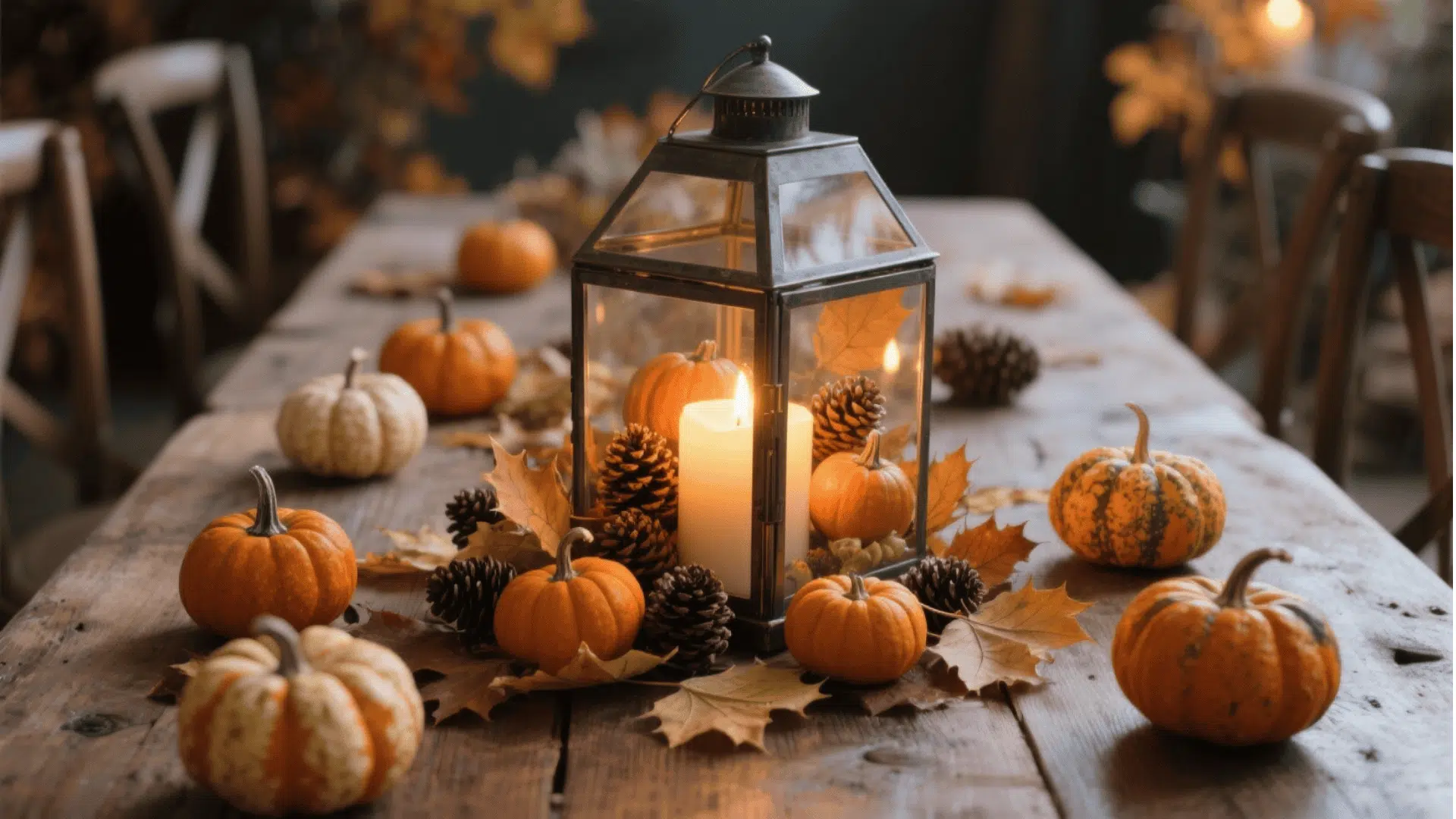 cozy fall lantern centerpiece