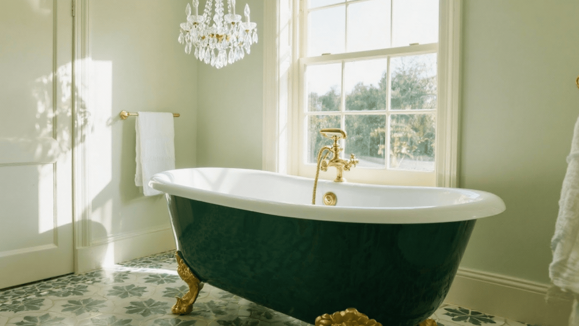 freestanding green tub