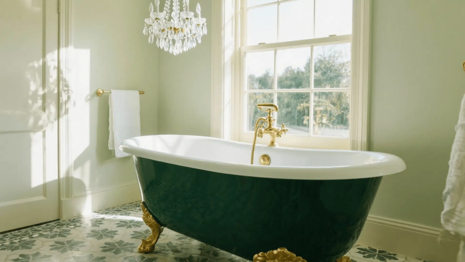 freestanding green tub