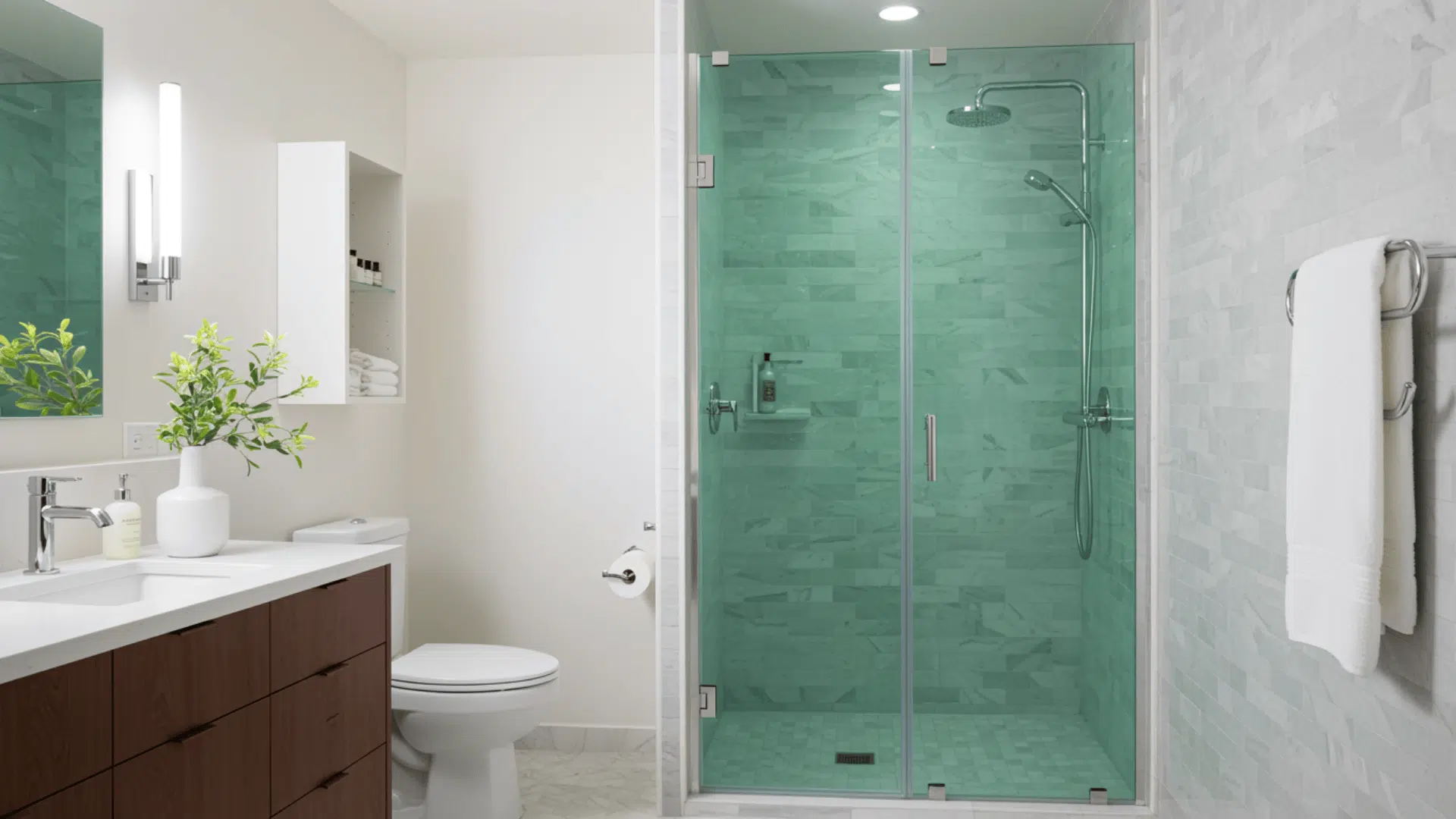green glass shower doors