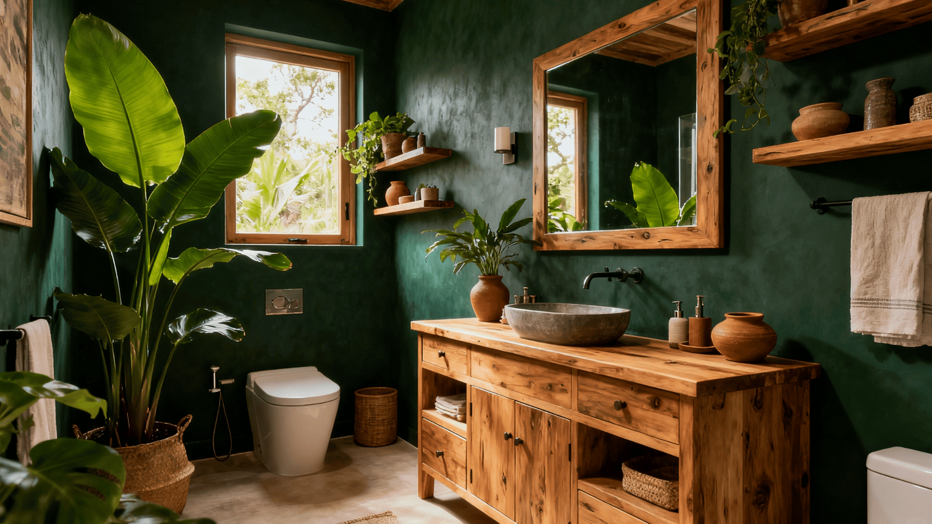 natural wood and green spa