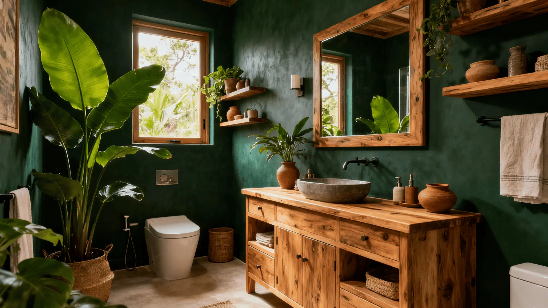 natural wood and green spa