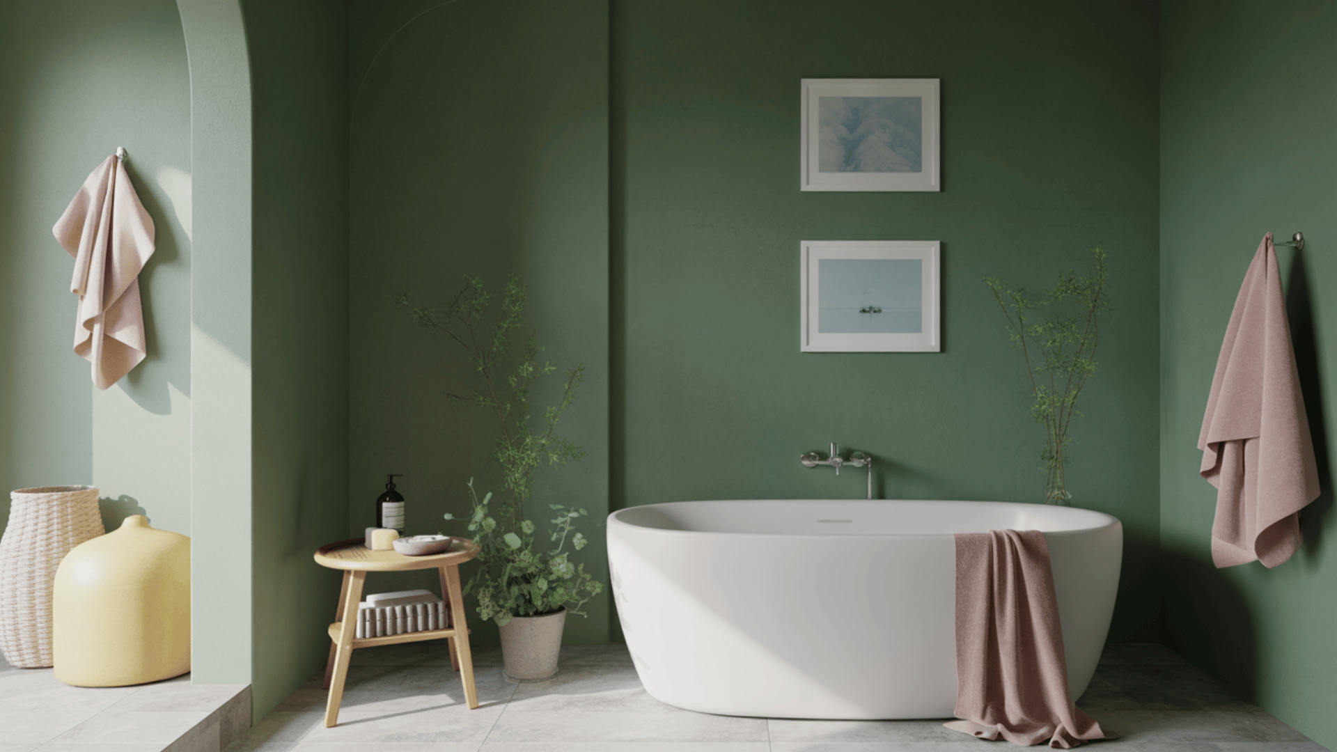 pastel and green contrast