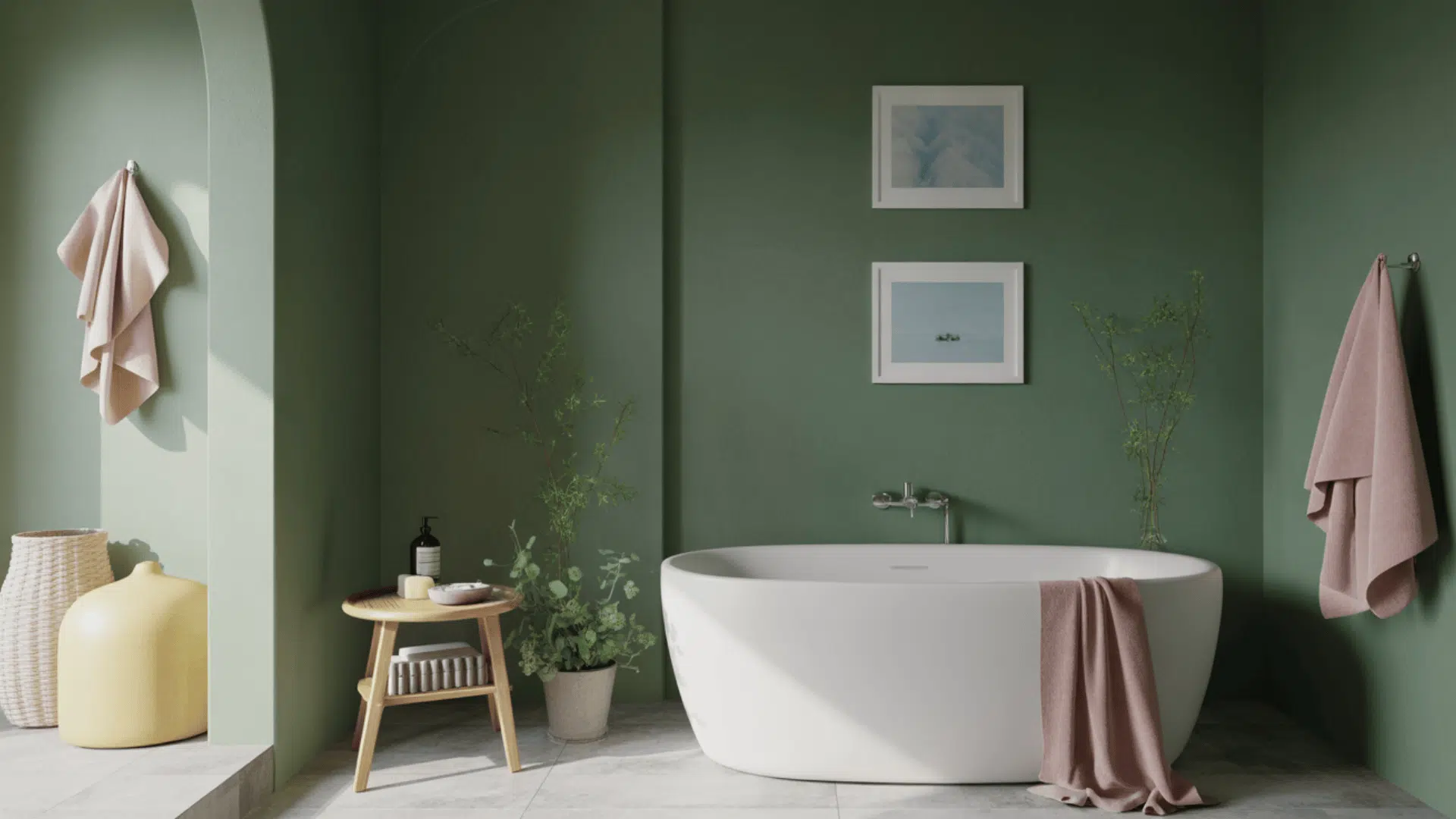 pastel and green contrast