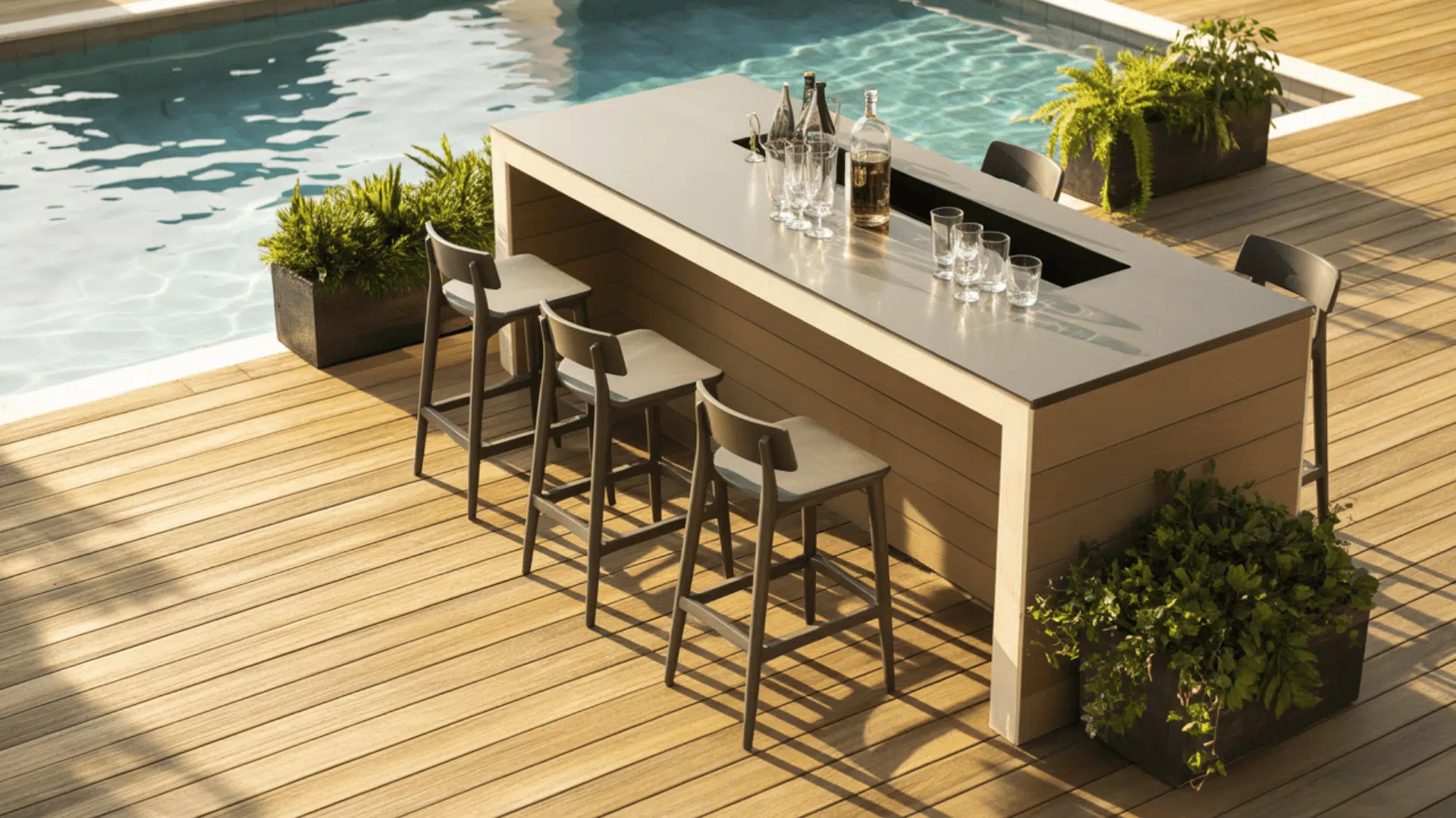 side deck with mini bar or lounge platform